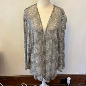 Onyx Nite gold floral shimmer open jacket Size 22 EUC